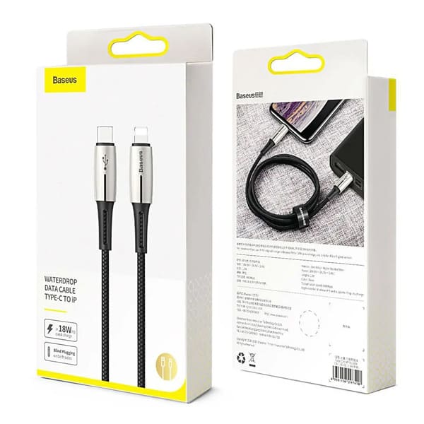 Кабель Baseus USB Type-C – Lightning Waterdrop PD 18W (CATLRD-01) черный
