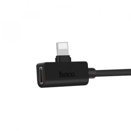 Адаптер hoco. 2в1 USB + Lighting (LS9) Черный
