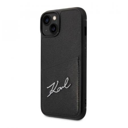 Чехол для iPhone 14 Karl Lagerfeld PU with Cardslot Signature logo Hard (KLHCP14SCSSK) Черный