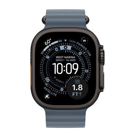 Apple Watch Ultra 3 (2025), 49 мм корпус из титана цвета «Black», ремешок Ocean Band цвета «Anchor Blue»