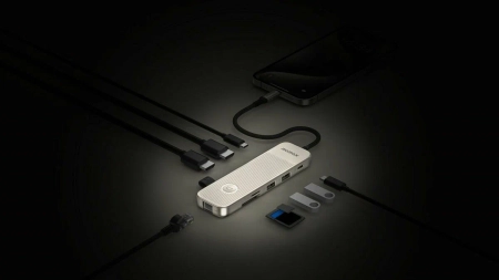 Хаб Momax One-Link USB-C Hub 9в1 Type-C+HDMI+RJ-45 Ethernet+SD/TF+USB-A Титан