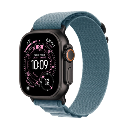 Apple Watch Ultra 3 (2025), 49 мм корпус из титана цвета «Black», ремешок Alpine Loop размера M цвета «Light Blue»