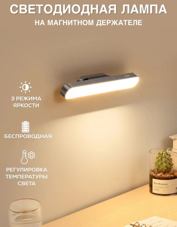 Лампа офисная светодиодная Baseus Magnetic Stepless Dimming Charging Desk Lamp, 45 Вт (DGXC-C0G) Deep gray, серо-белый
