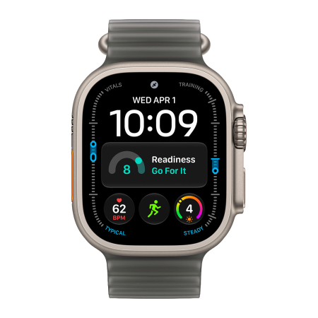 Apple Watch Ultra 4, 49 мм корпус из титана цвета «Natural», ремешок Ocean Band цвета «Translucent Black»
