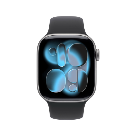 Apple Watch Series 11, 42 мм корпус из алюминия цвета «Space Gray», ремешок Sport Band размера M/L цвета «Black»