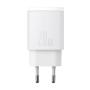 Зарядное устройство Baseus Compact Quick Charger USB-A + USB Type-C 20Вт EU (CCXJ-B02) Белый