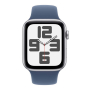 Apple Watch SE (2024), 40 мм корпус из алюминия цвета «Silver», ремешок Sport Band размера M/L цвета «Denim»