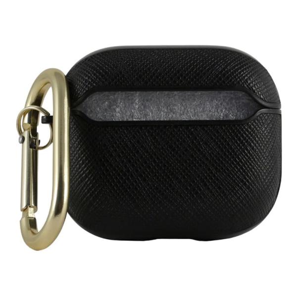 Чехол Guess с карабином для AirPods 3 CG Mobile PU Saffiano with metal logo (GUA3SASMK) Черный