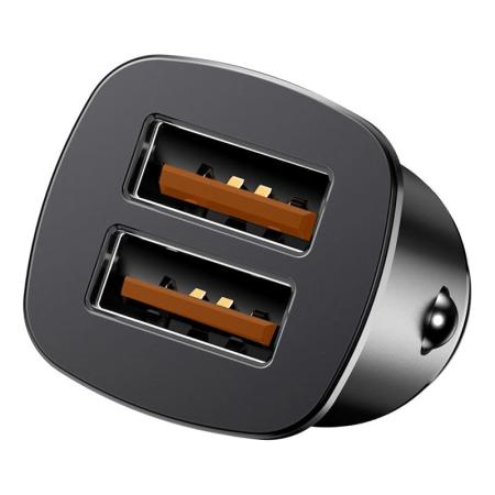 Автомобильное зарядное устройство Baseus Square Metal Dual USB 30 Вт (CCALL-DS01) Черный Автомобильное зарядное устройство Baseus Square Metal Dual USB 30 Вт (CCALL-DS01) Черный