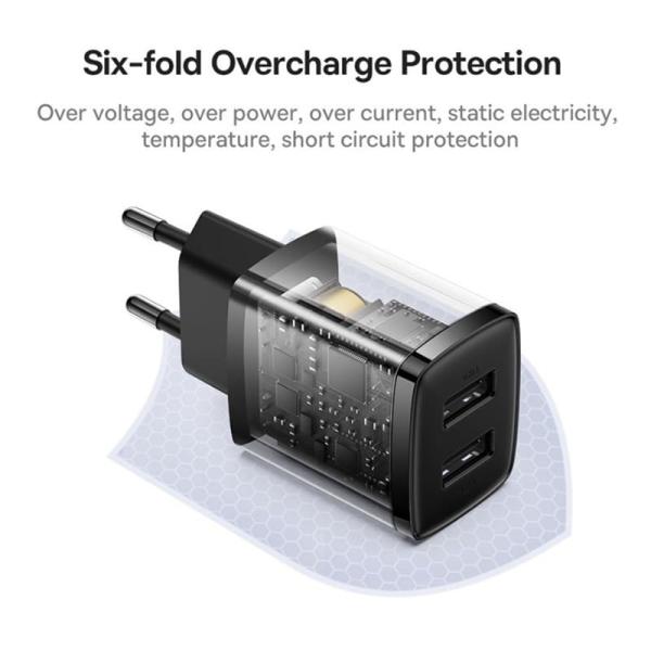 Сетевое зарядное устройство Baseus Compact Charger 2U 10,5 Вт CCXJ010201 (CCCP10UE) Черный