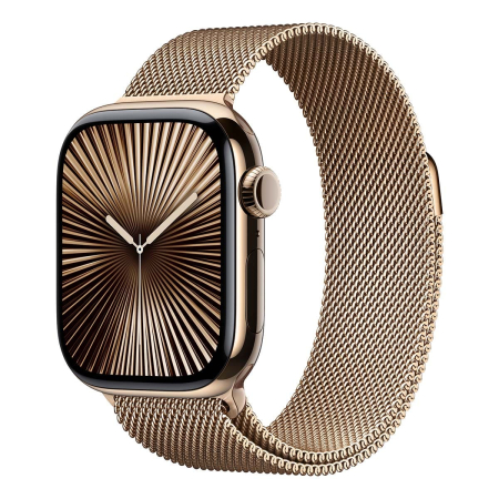 Apple Watch Series 10, 42 мм корпус из титана цвета «Gold», ремешок Milanese Loop цвета «Gold»