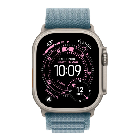 Apple Watch Ultra 3 (2025), 49 мм корпус из титана цвета «Natural», ремешок Alpine Loop размера S цвета «Light Blue»