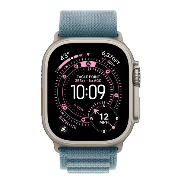 Apple Watch Ultra 3 (2025), 49 мм корпус из титана цвета «Natural», ремешок Alpine Loop размера S цвета «Light Blue»