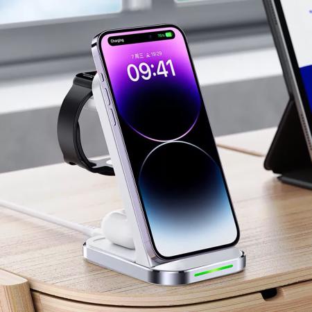 Беспроводное зарядное устройство AceFast Wireless Charger Desktop Holder 3в1 (E15) White, белый